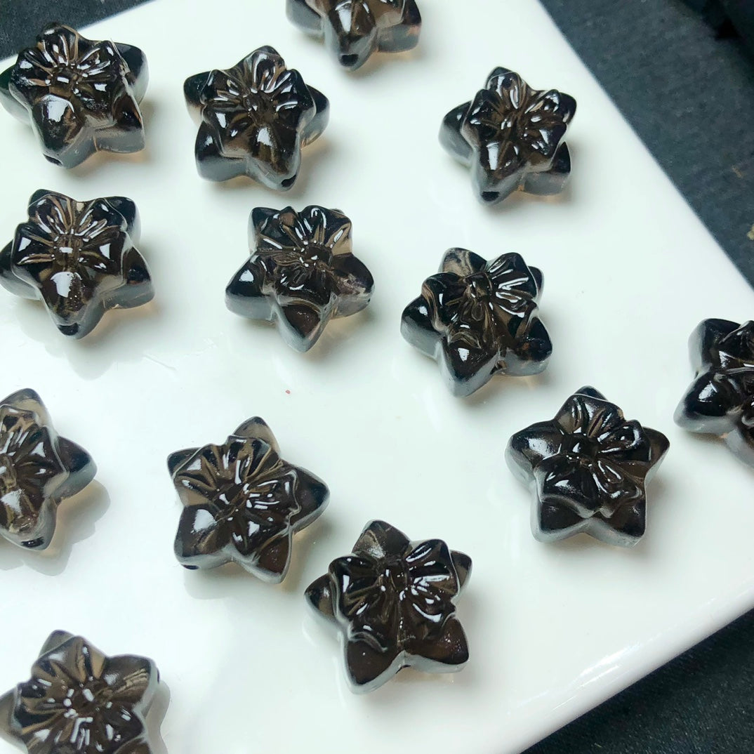 Natural Icy Obsidian Star with Bow Beads
