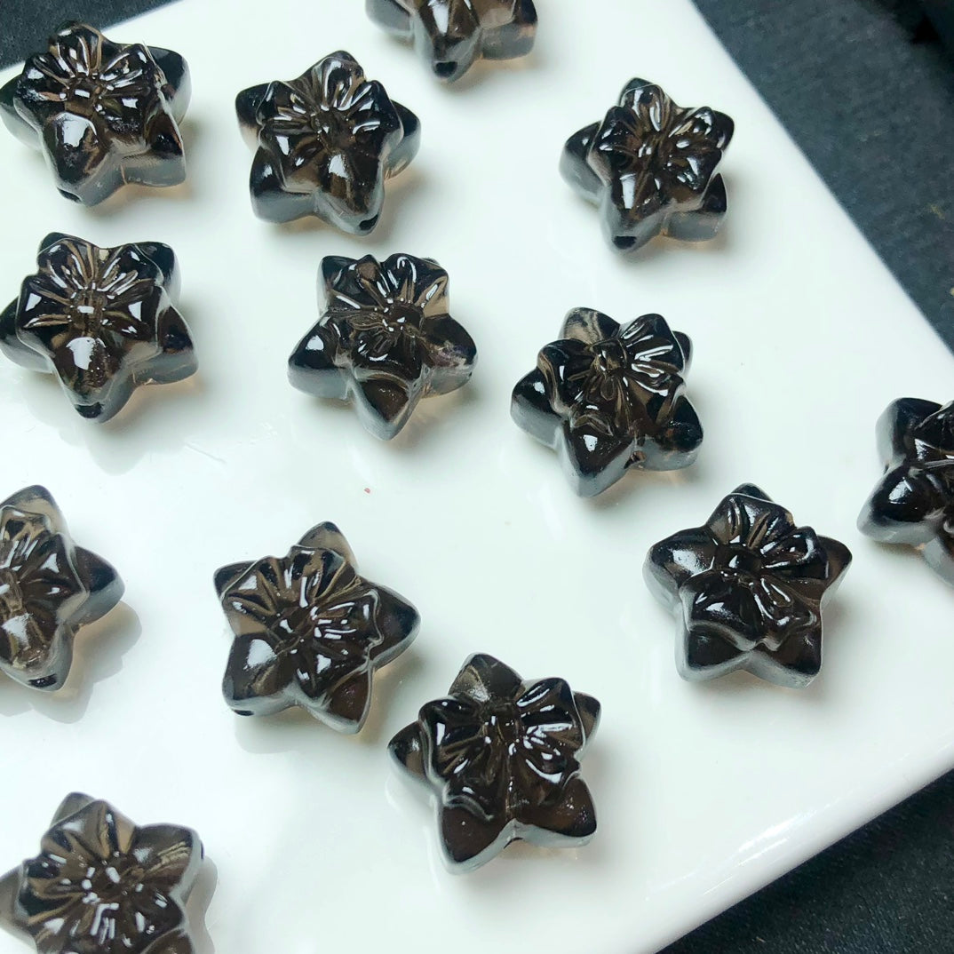 Natural Icy Obsidian Star with Bow Beads
