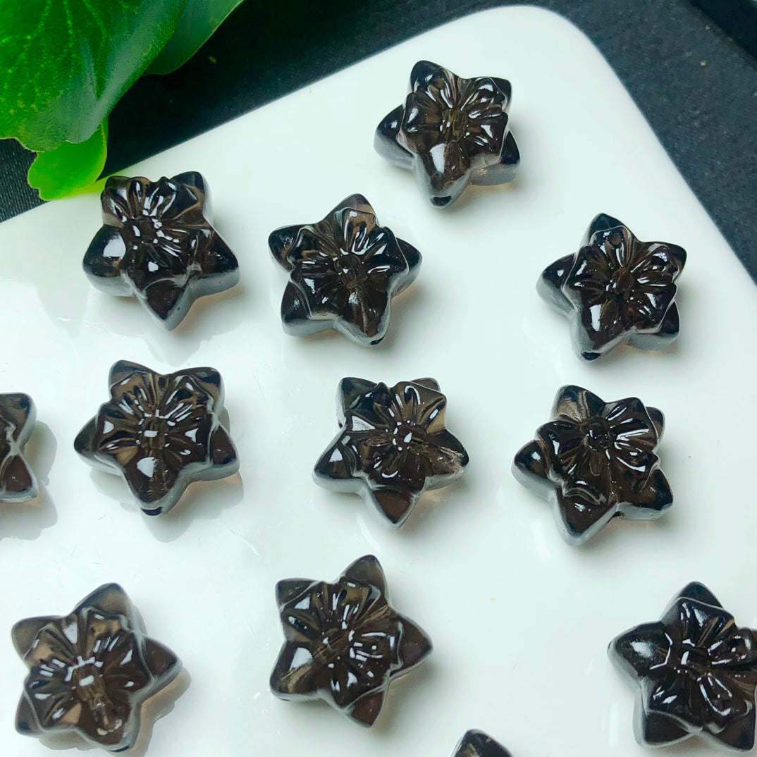 Natural Icy Obsidian Star with Bow Beads