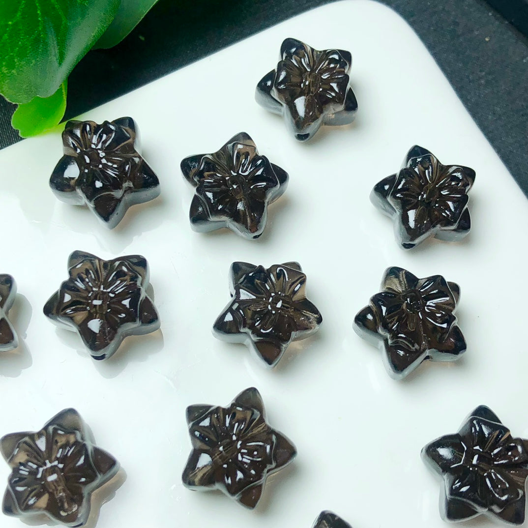 Natural Icy Obsidian Star with Bow Beads
