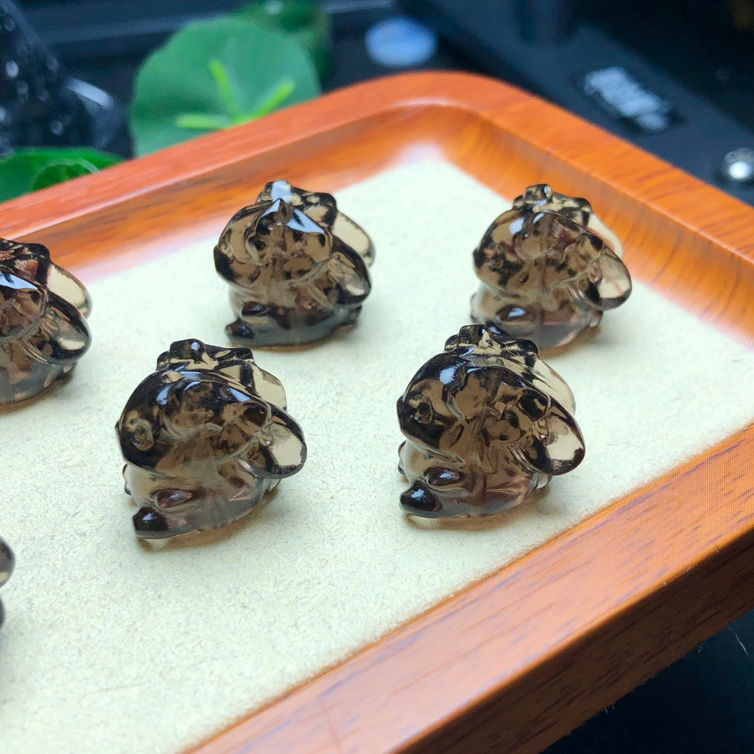 Natural Icy Obsidian Rabbit Beads