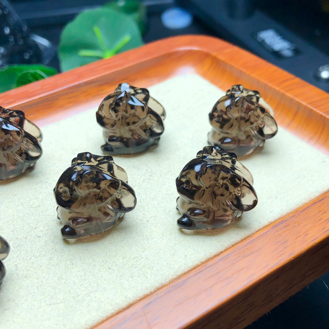 Natural Icy Obsidian Rabbit Beads