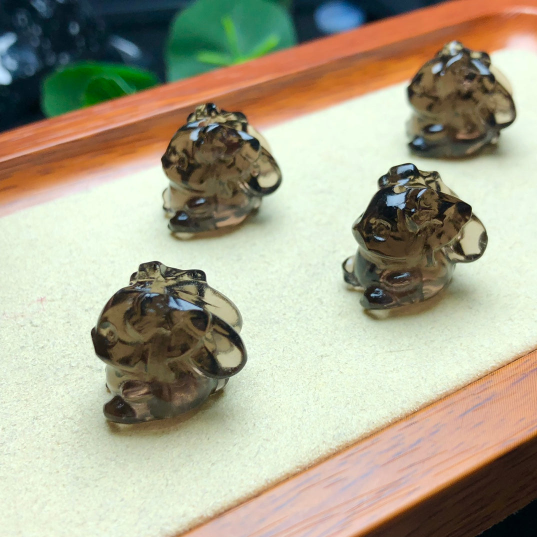 Natural Icy Obsidian Rabbit Beads