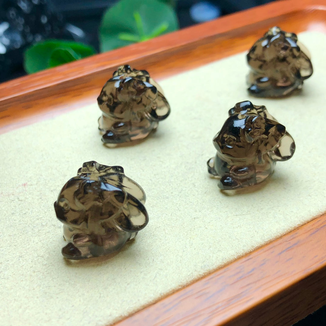 Natural Icy Obsidian Rabbit Beads