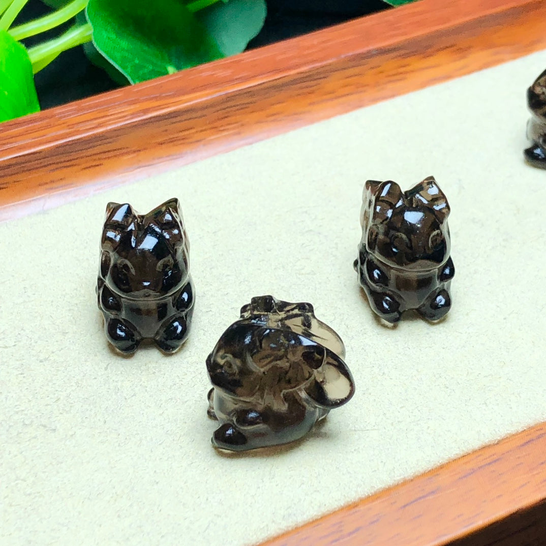 Natural Icy Obsidian Rabbit Beads