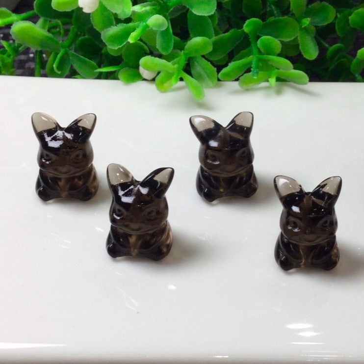 Natural Icy Obsidian Pikachu Beads