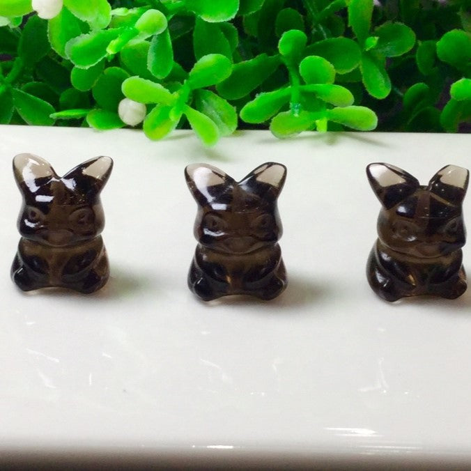 Natural Icy Obsidian Pikachu Beads