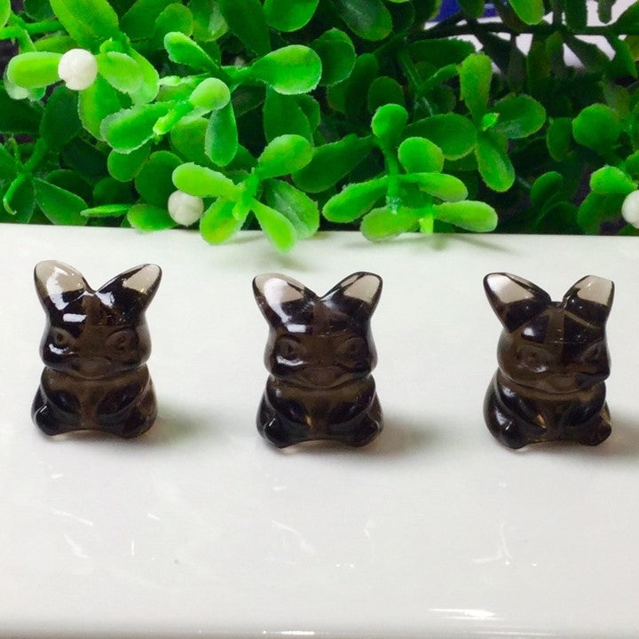 Natural Icy Obsidian Pikachu Beads
