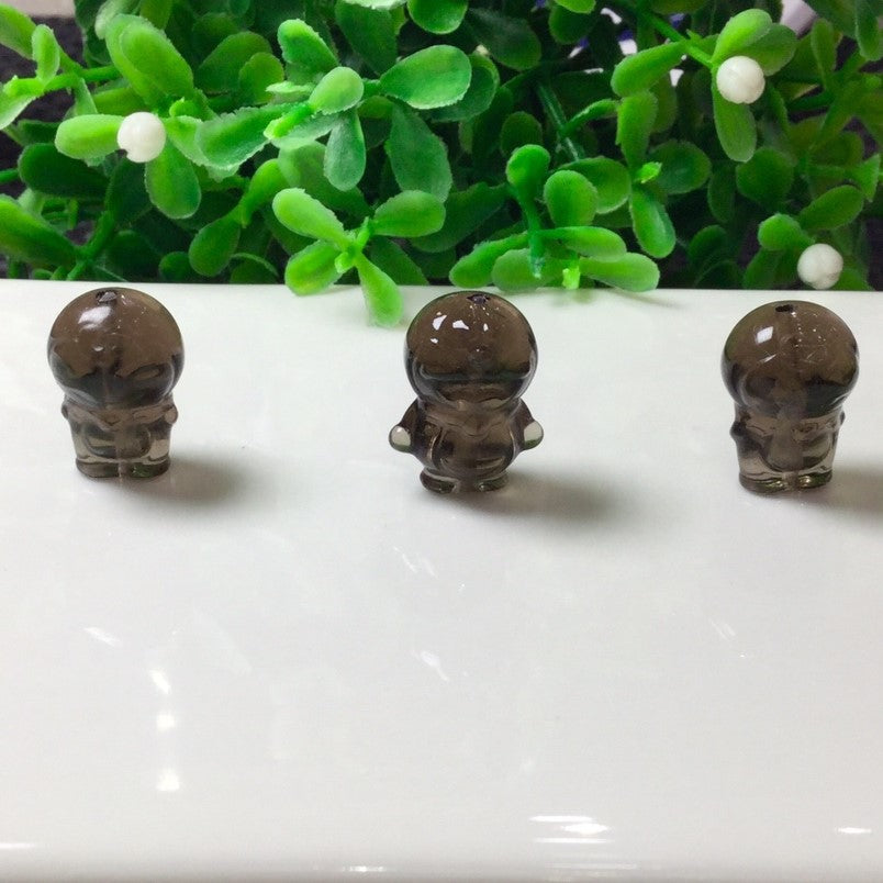 Natural Icy Obsidian Doraemon Beads