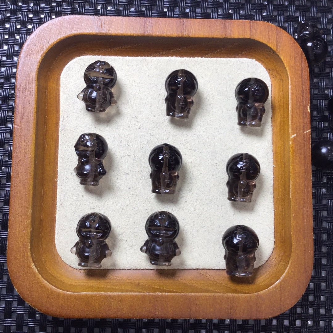 Natural Icy Obsidian Doraemon Beads