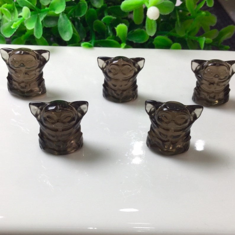 Natural Icy Obsidian Yoda Beads