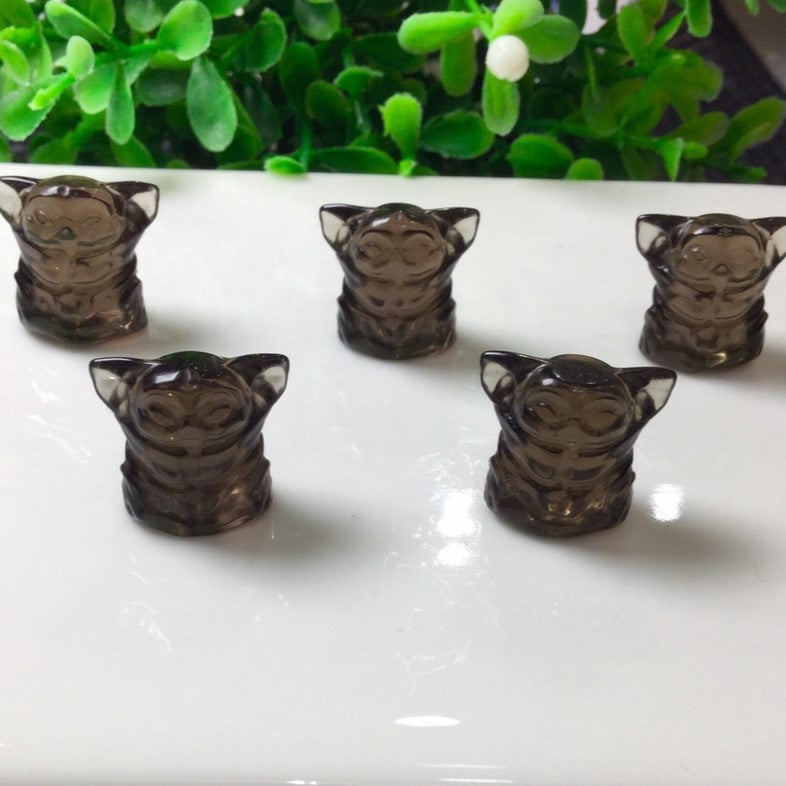 Natural Icy Obsidian Yoda Beads