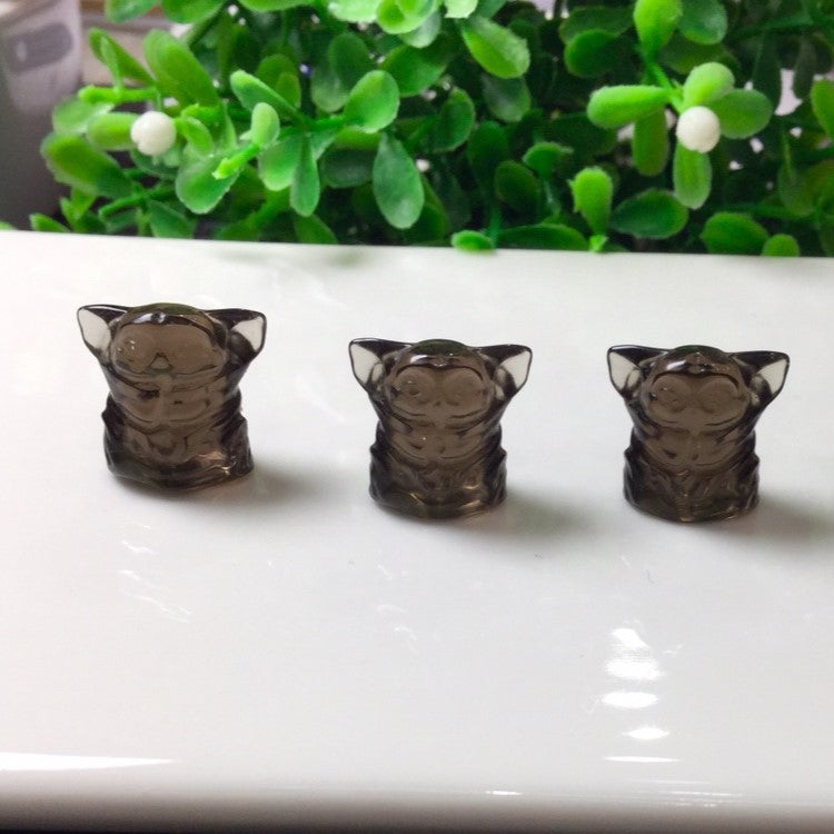 Natural Icy Obsidian Yoda Beads