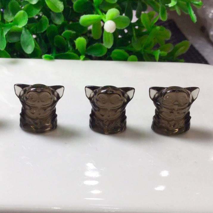 Natural Icy Obsidian Yoda Beads