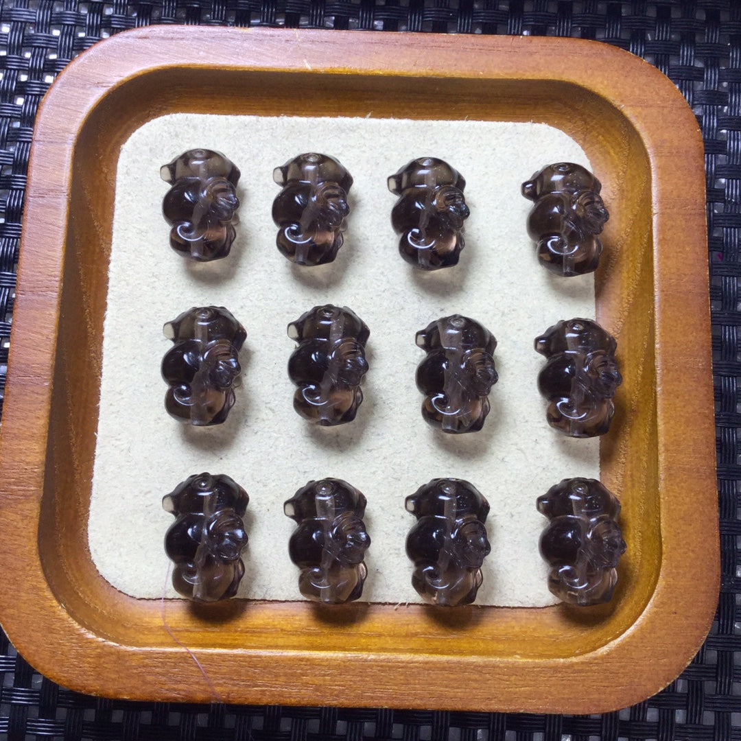 Natural Icy Obsidian Seahorse Beads