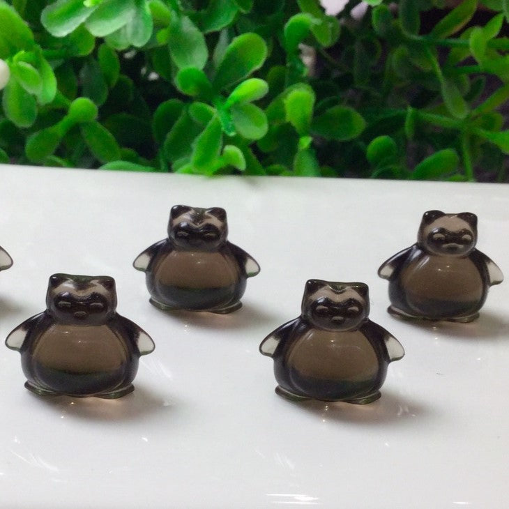 Natural Icy Obsidian Snorlax Beads