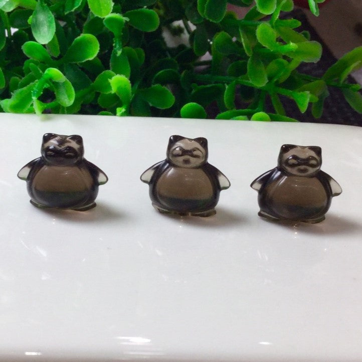 Natural Icy Obsidian Snorlax Beads