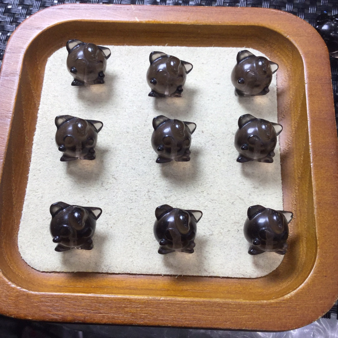 Natural Icy Obsidian Jigglypuff Beads