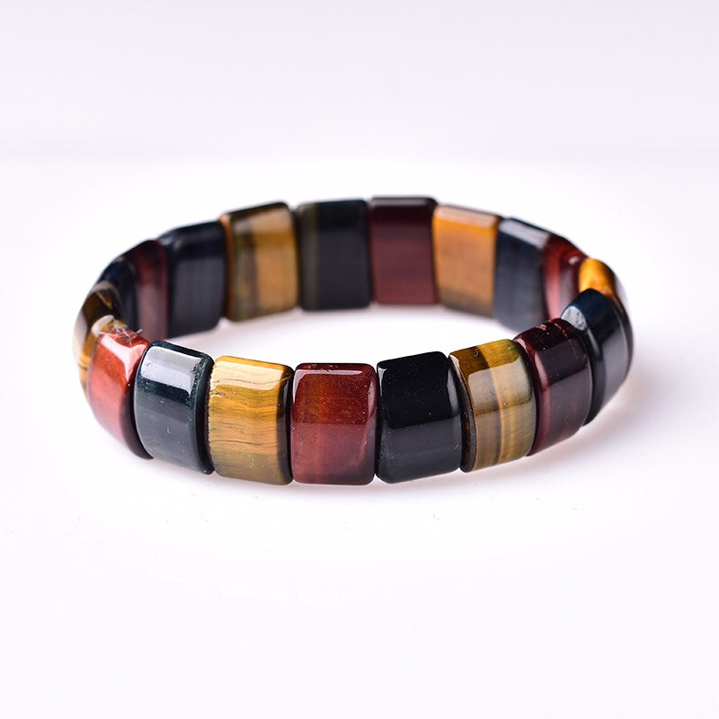 Flashy Mixed Tiger Eye Flat Beaded Bangle Bracelets Wholesale