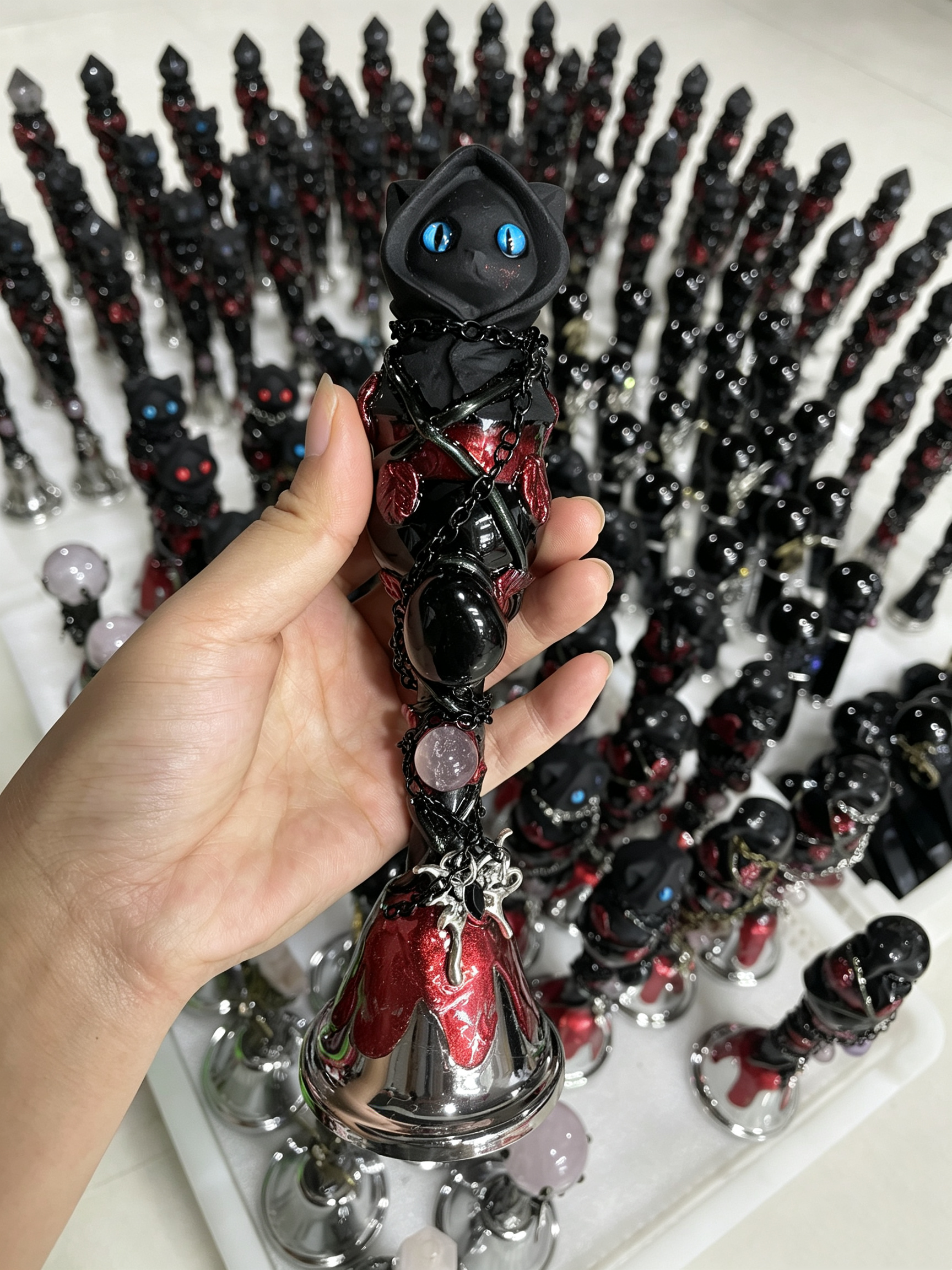 Witch Cat Raven Wand Bell