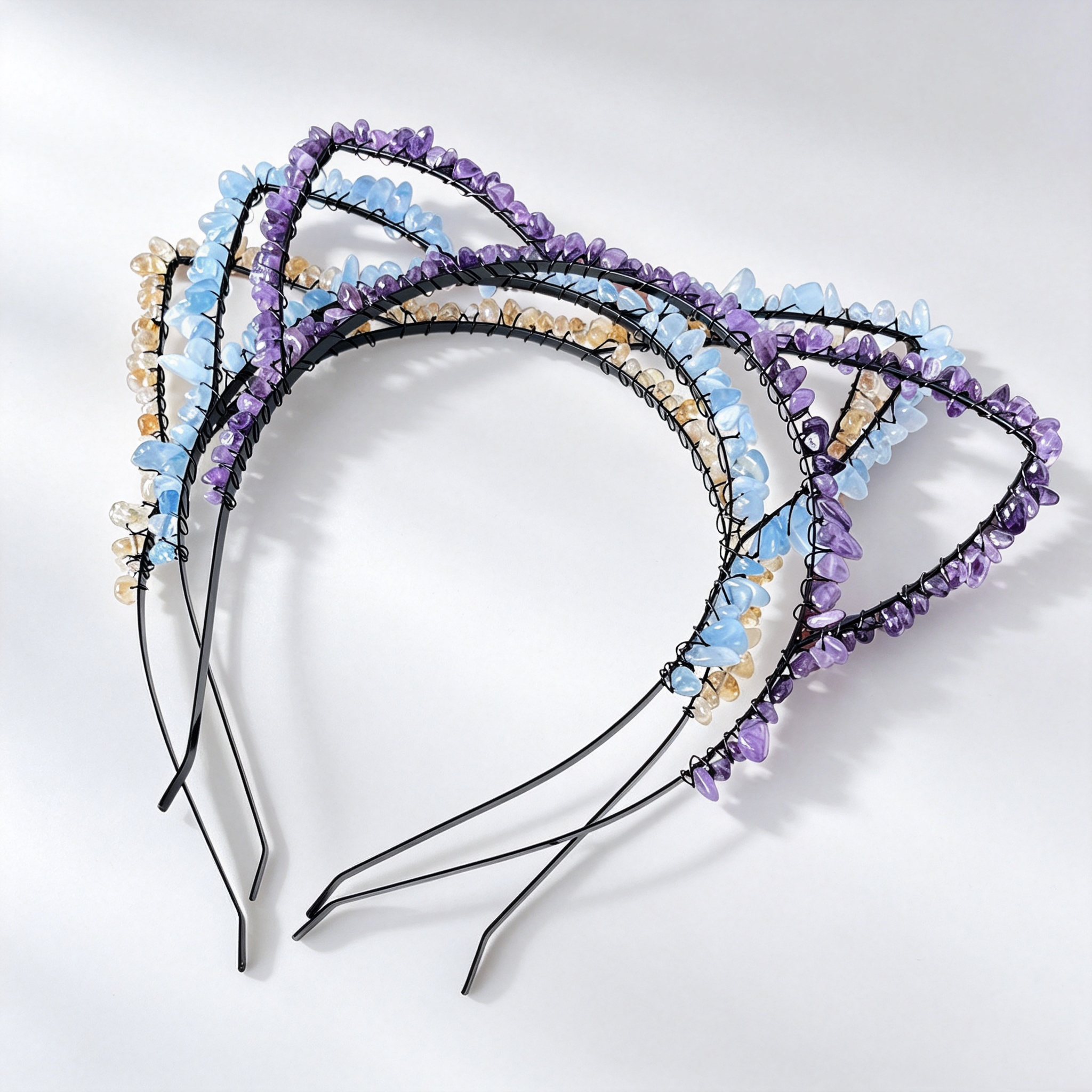 Cat Ear Crystal Chips Headbands