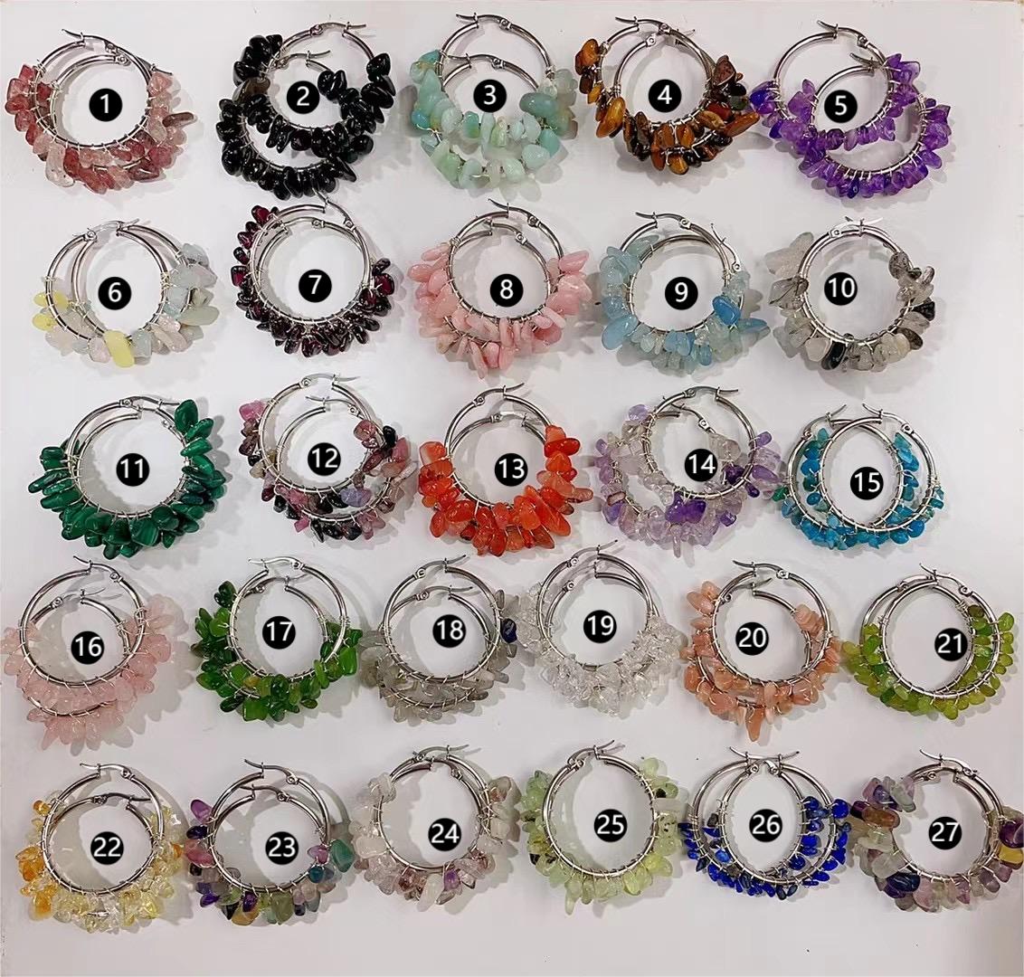 Crystal Stone Chips Made Earrings
