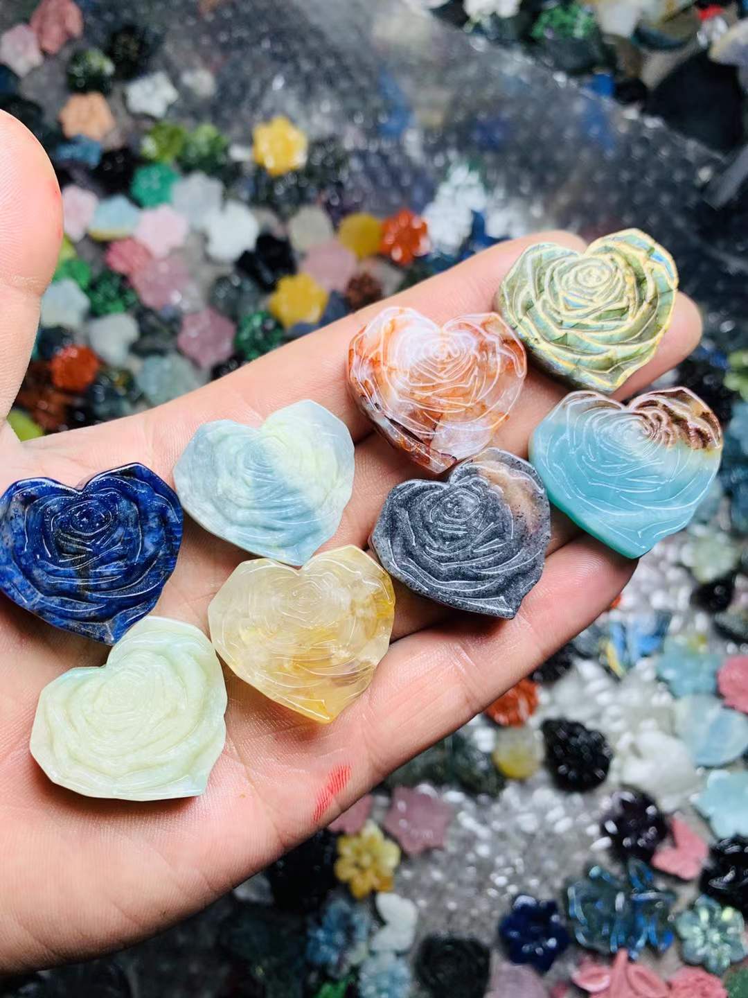 rose heart flat carving