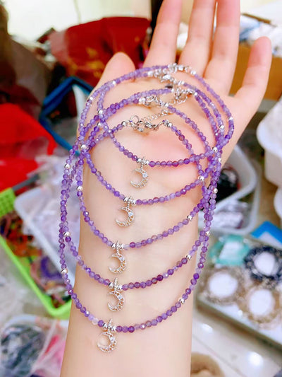Faceted Crystal Anklets with Moon