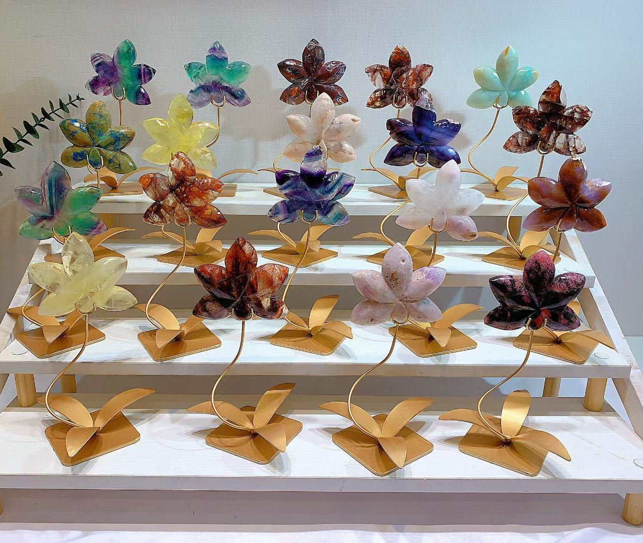Crystal Orchid Flower Sphere Stand