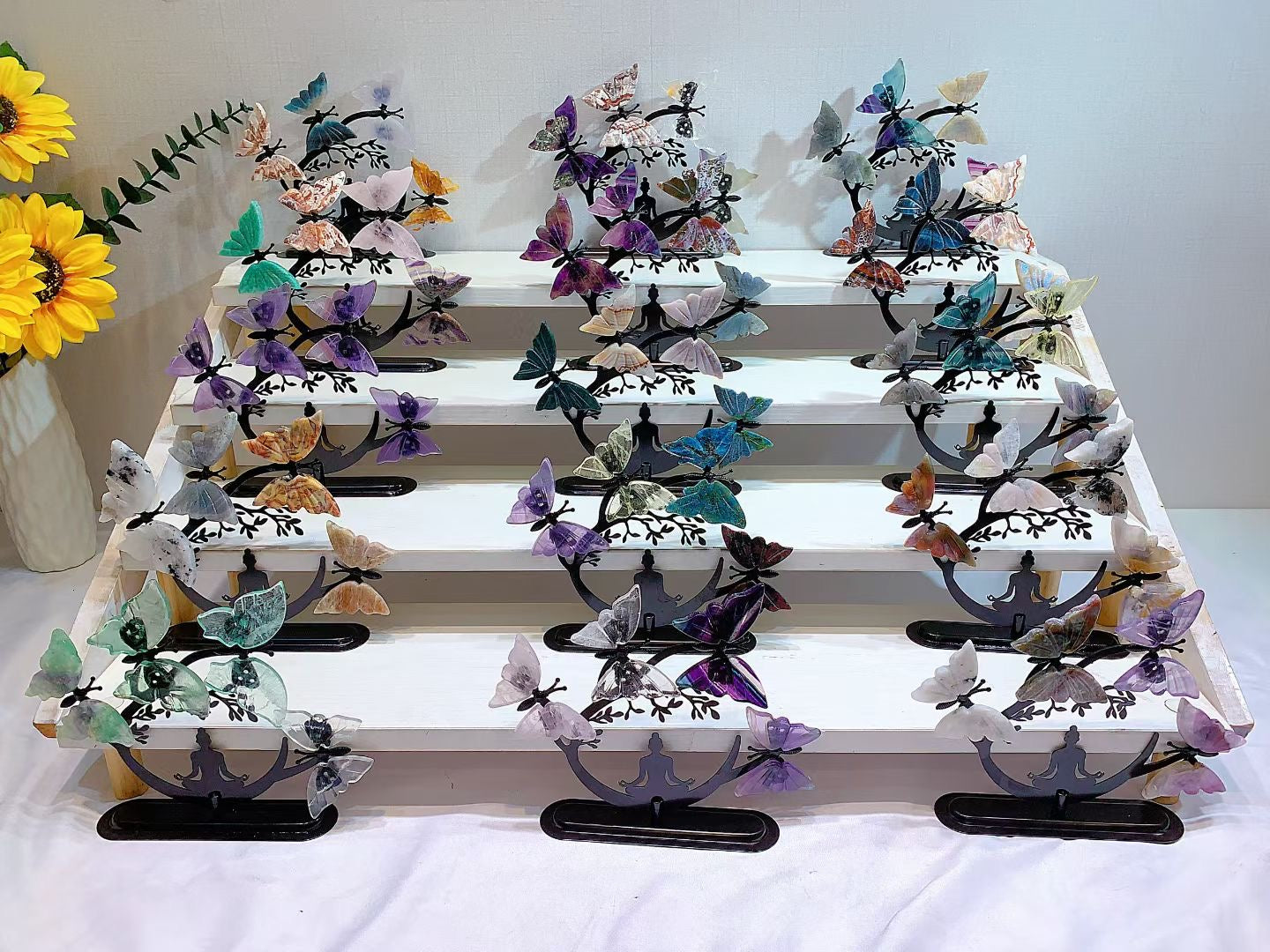 Butterflies on yoga lady stand