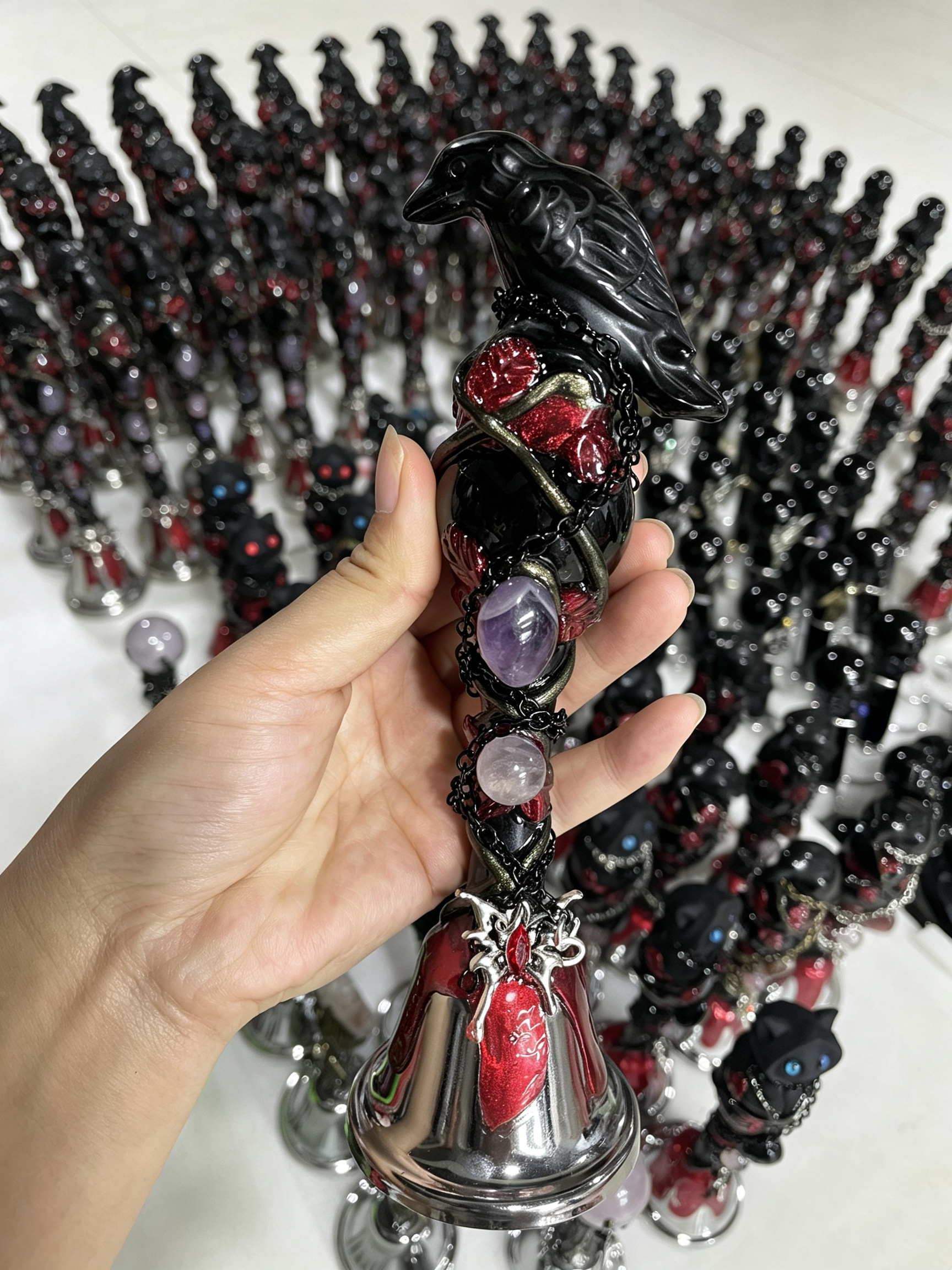 Witch Cat Raven Wand Bell
