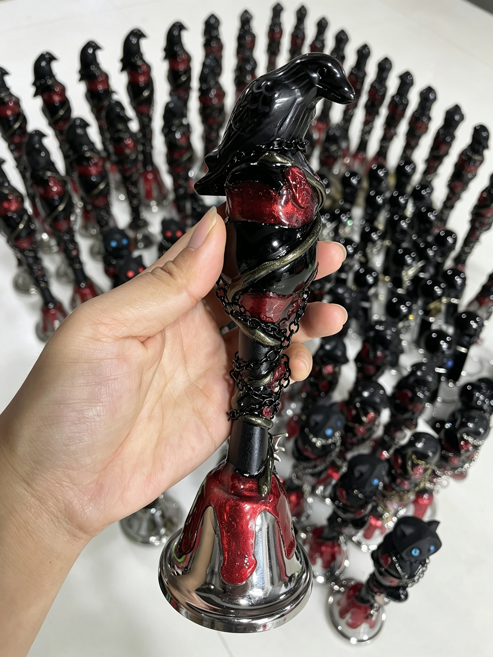 Witch Cat Raven Wand Bell
