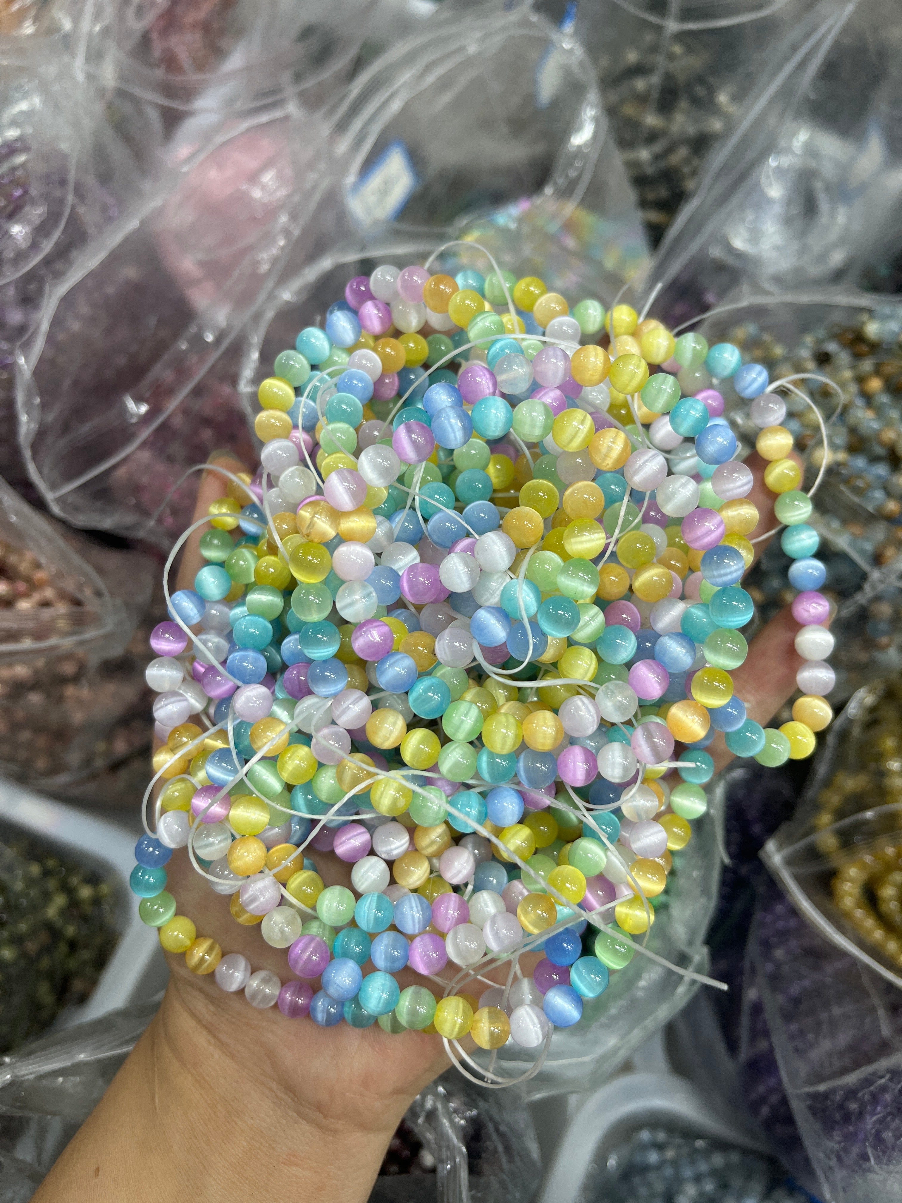 6mm rainbow selenite bracelet wholesale