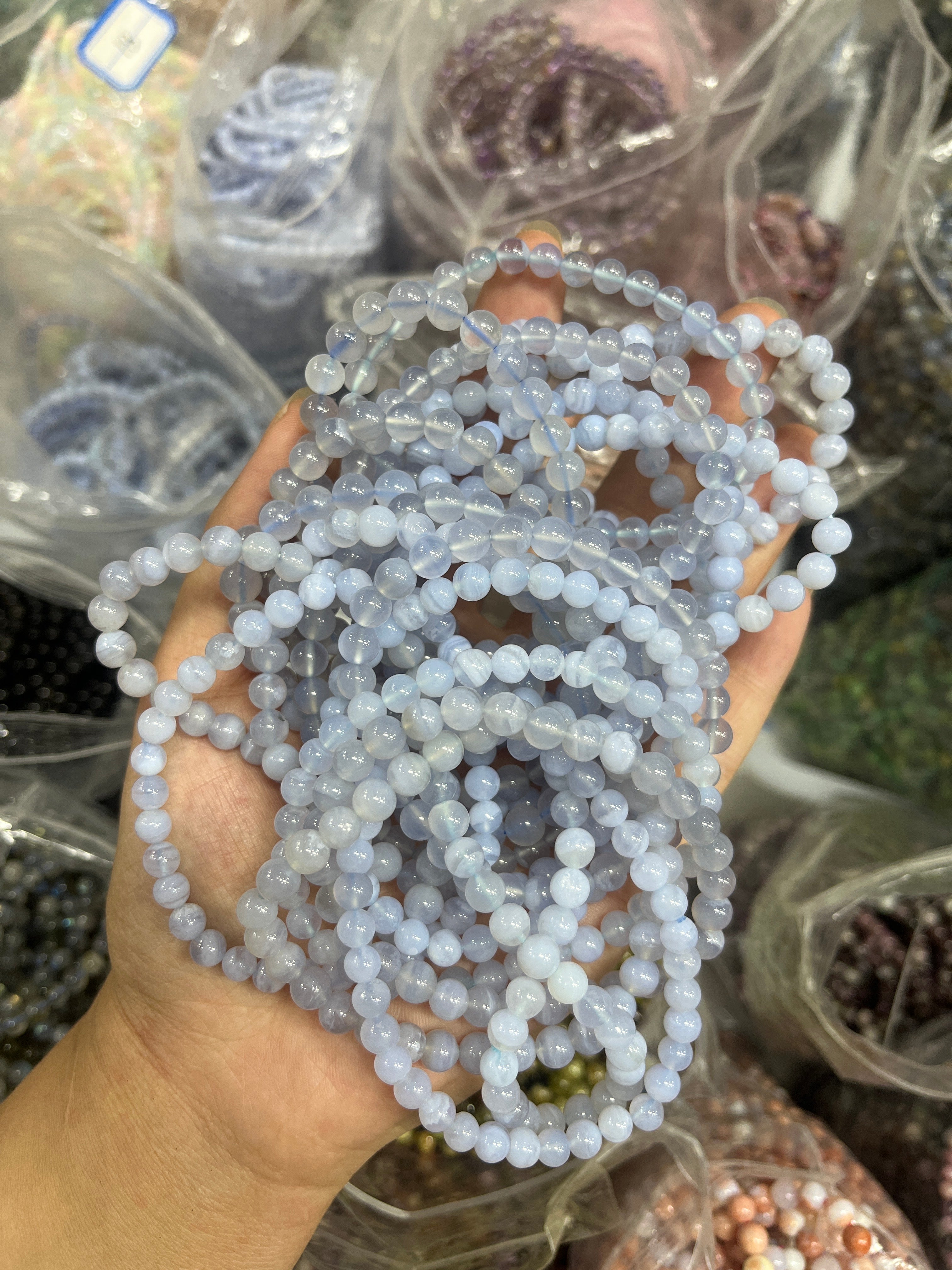 6mm blue lace agate bracelet wholesale