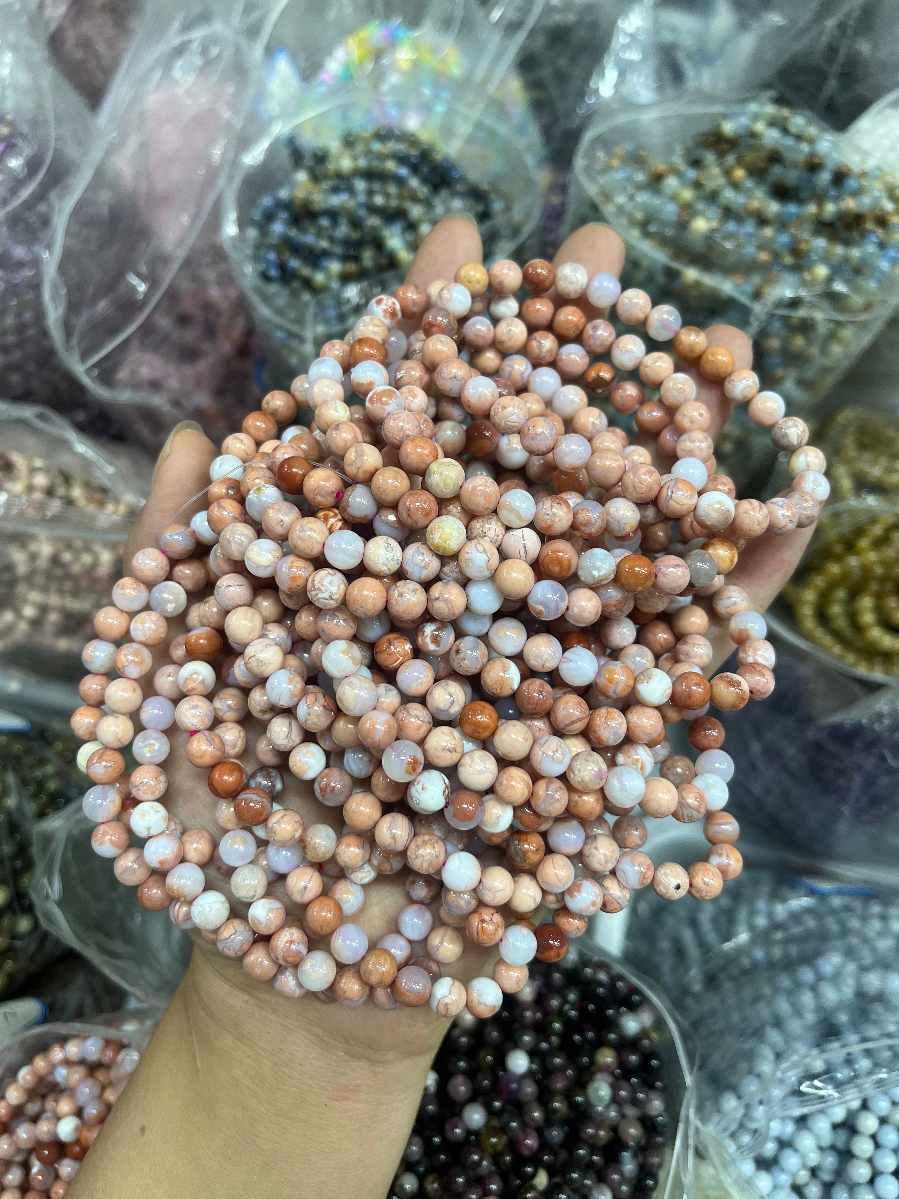 6mm pink agate bracelet wholesale