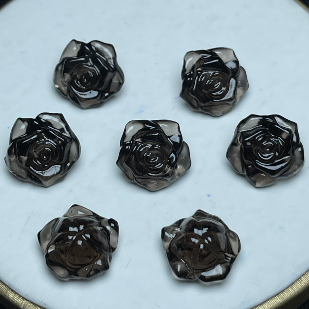 Natural Icy Obsidian Rose Flower Beads