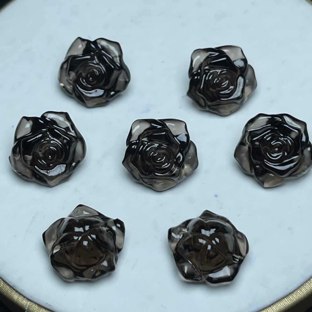 Natural Icy Obsidian Rose Flower Beads