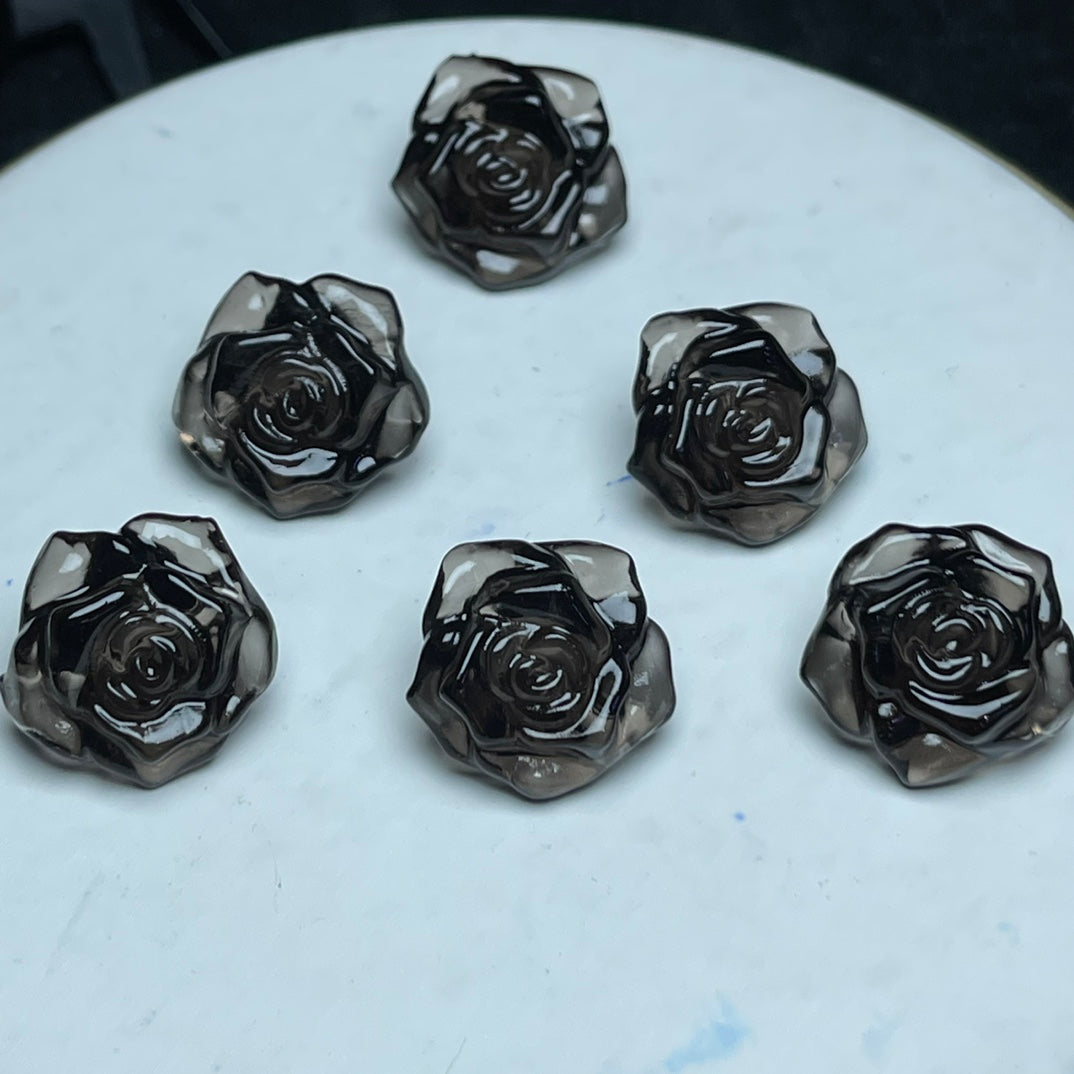 Natural Icy Obsidian Rose Flower Beads