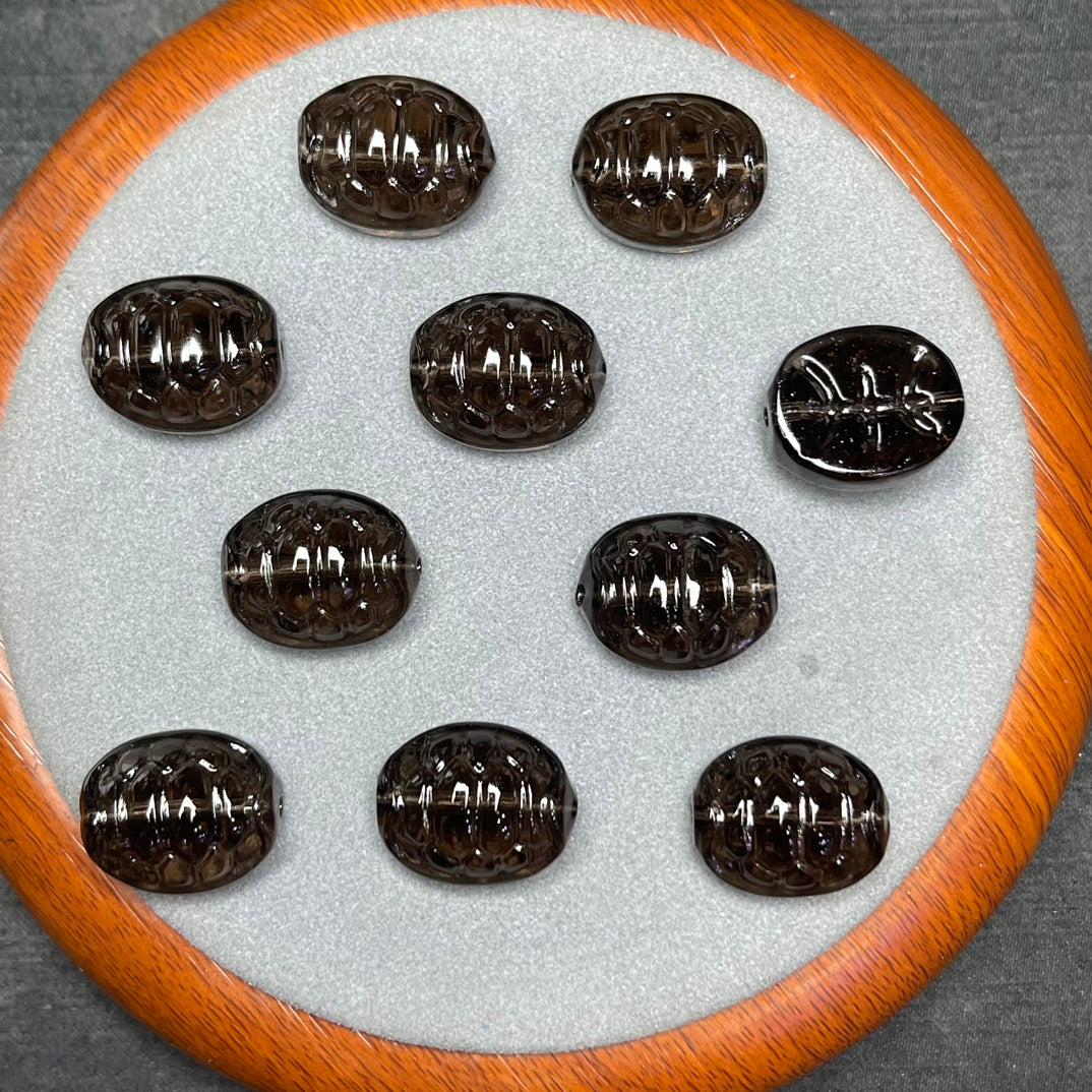 Natural Icy Obsidian Turtle Shell Beads