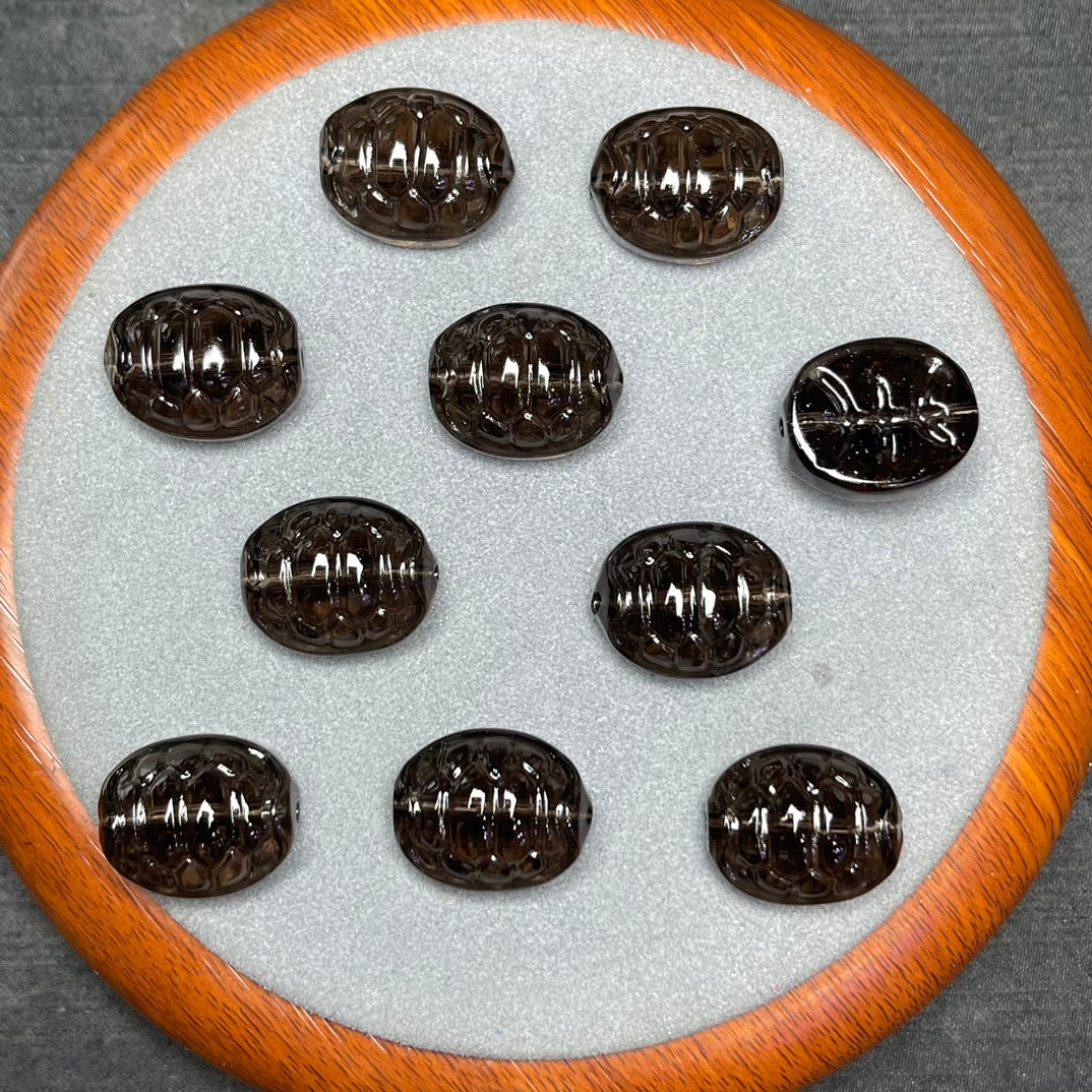 Natural Icy Obsidian Turtle Shell Beads