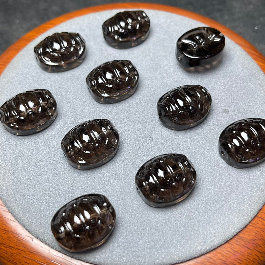 Natural Icy Obsidian Turtle Shell Beads