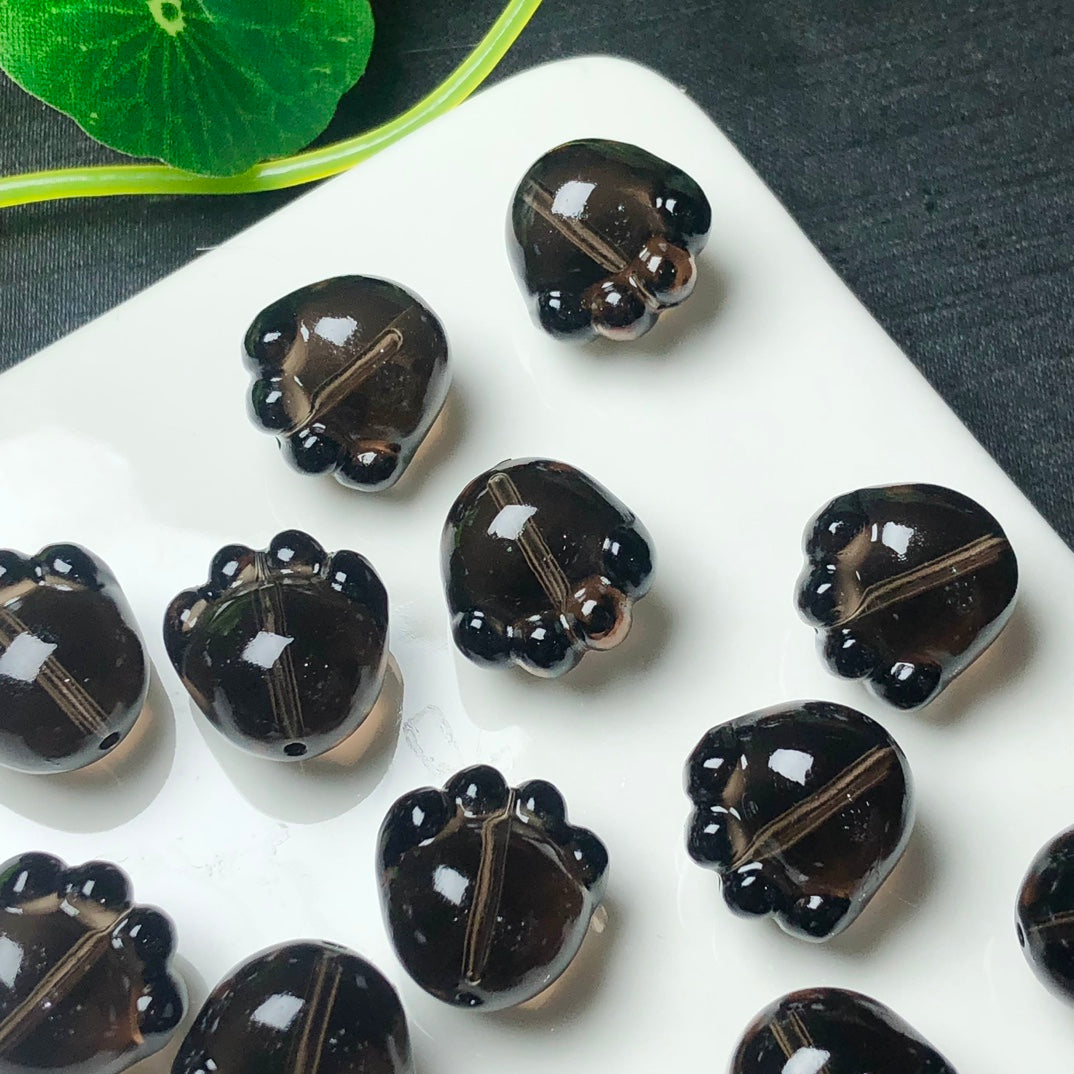 Natural Icy Obsidian Cat Paw Beads