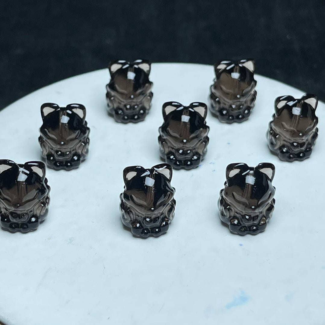 Natural Icy Obsidian Nine Tail Fox Beads