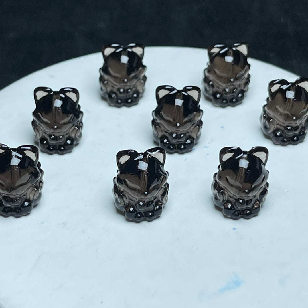 Natural Icy Obsidian Nine Tail Fox Beads
