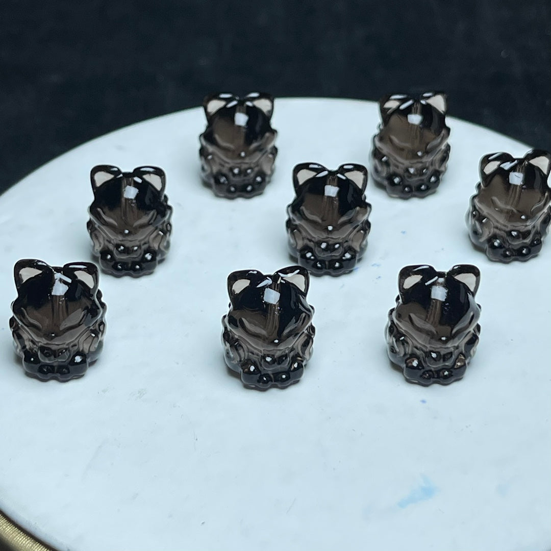 Natural Icy Obsidian Nine Tail Fox Beads