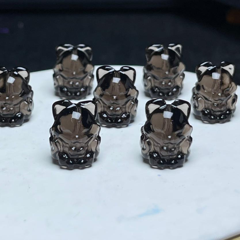 Natural Icy Obsidian Nine Tail Fox Beads