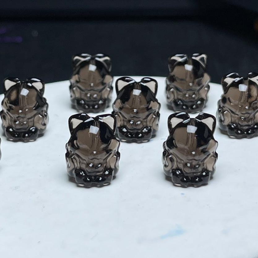 Natural Icy Obsidian Nine Tail Fox Beads