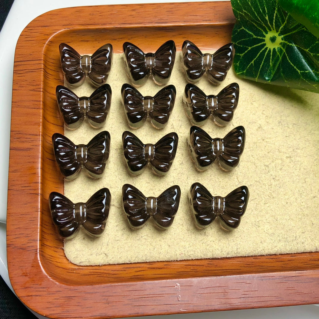 Natural Icy Obsidian Bow Beads