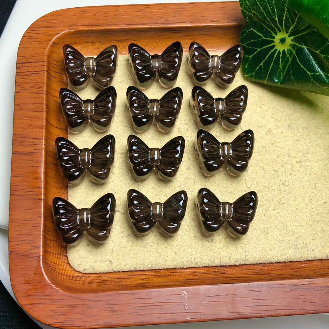 Natural Icy Obsidian Bow Beads