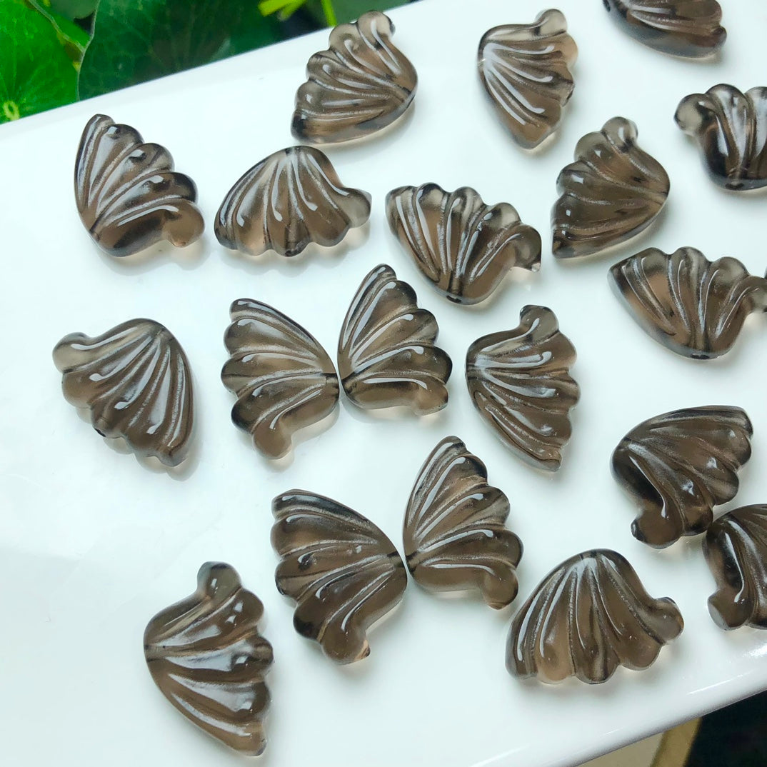 Icy Obsidian Butterfly Wing Beads